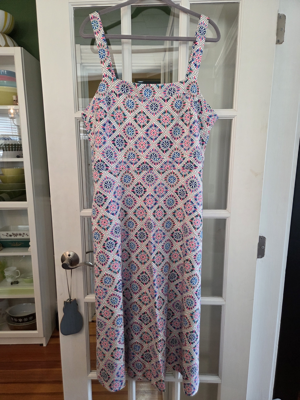 Boden Pink & Teal Mosaic Square-Neck Sundress - Size 14R - Picture 4 of 9